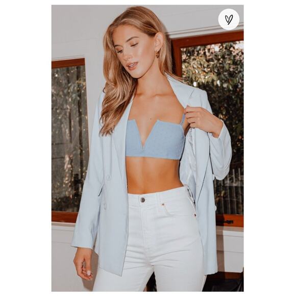 Light Blue Rain Free People Mesh Polka Dot Sierra Bandeau Bralette XS - Picture 1 of 10